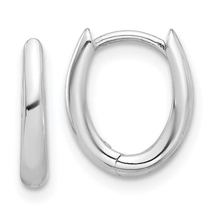 Oval Hoop Earrings in 14K White Gold, 10.25x12.5mm Hinged - Sophia Jewelers
