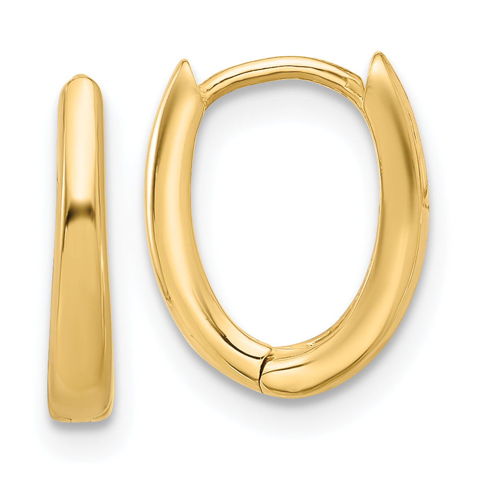 14K Polished Oval Hinged Hoop Earrings Main image