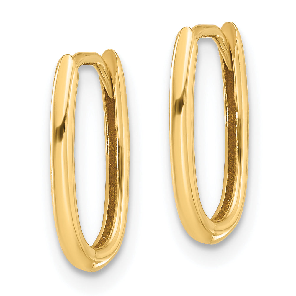 Polished Oval Hinged Hoop Earrings in 14K Yellow Gold Secondary image