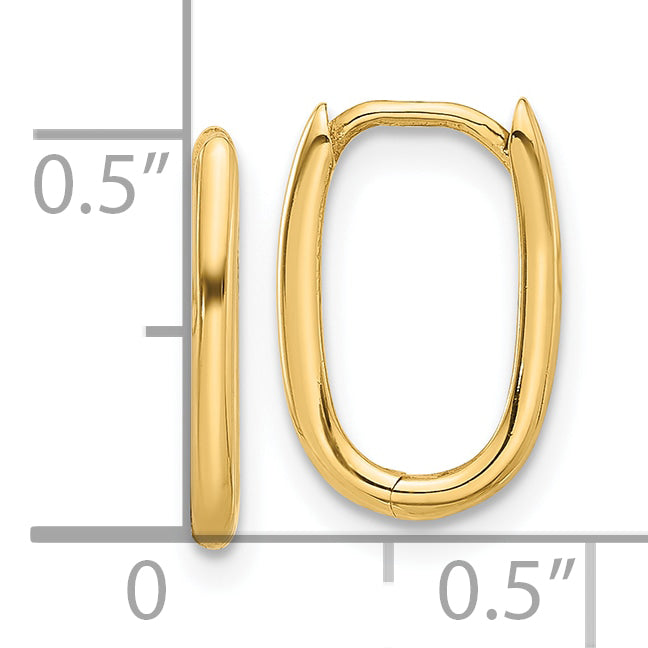 14K Polished Oval Hinged Hoop Earrings