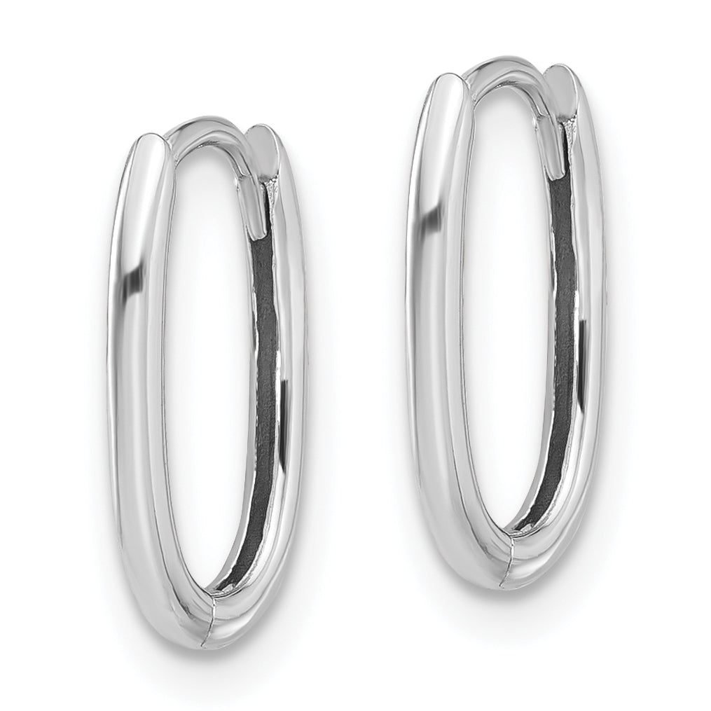 14K White Gold Polished Oval Hinged Hoop Earrings Secondary image