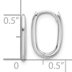 14K White Gold Polished Oval Hinged Hoop Earrings