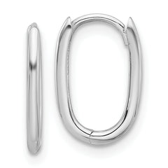 14K White Gold Polished Oval Hinged Hoop Earrings