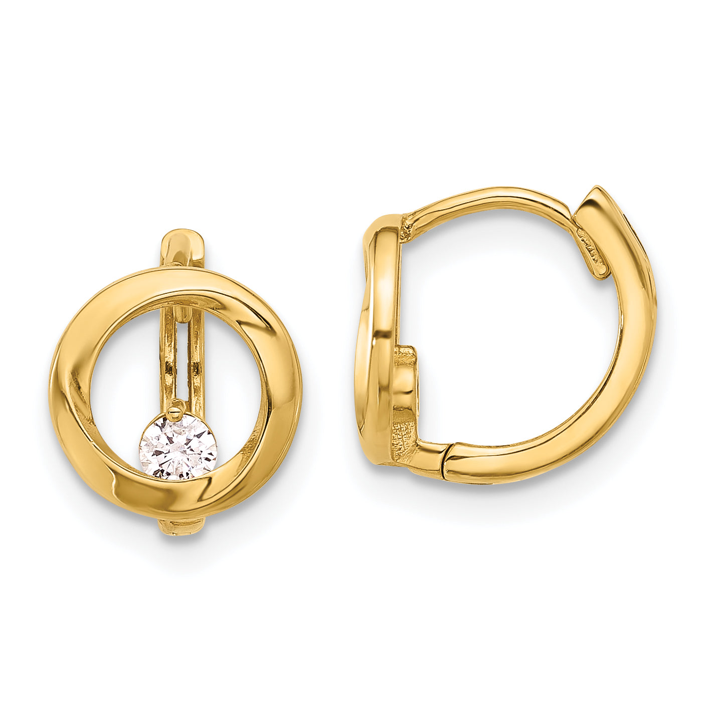 14K Polished CZ Circle Hoop Earrings Main image
