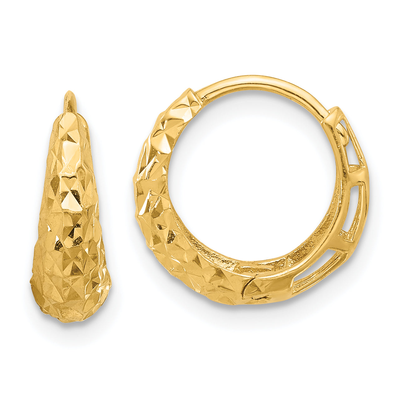 14K Polished Diamond-cut Hoop Earrings Main image