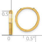 14K Polished and Diamond-cut Hinged Hoop Earrings