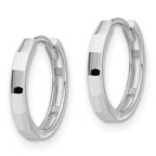 14K White Gold Polished and Diamond-cut Hinged Hoop Earrings