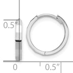 14K White Gold Polished and Diamond-cut Hinged Hoop Earrings
