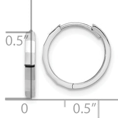 14K White Gold Polished and Diamond-cut Hinged Hoop Earrings