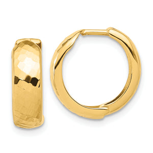 Huggie Hoop Earrings in 14K Yellow Gold, 16x15mm Diamond-Cut - Sophia Jewelers