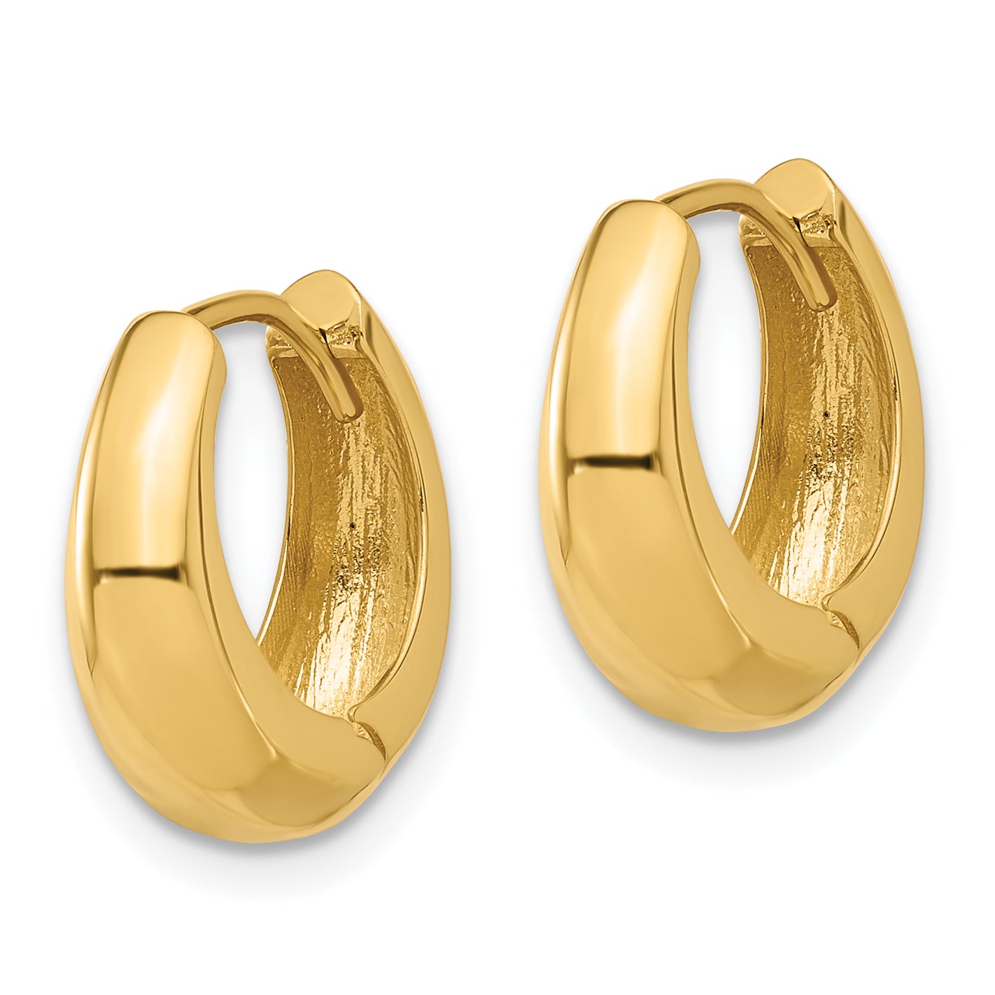 14K Polished Hinged Huggie Hoop Earrings Secondary image