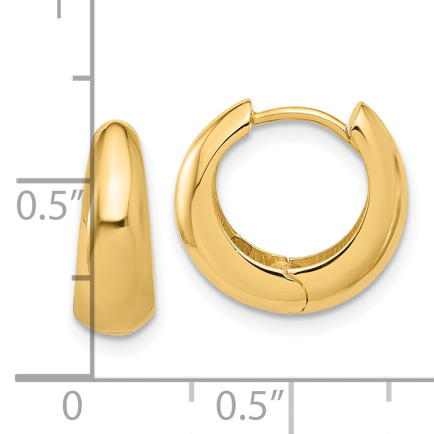 14K Polished Hinged Huggie Hoop Earrings