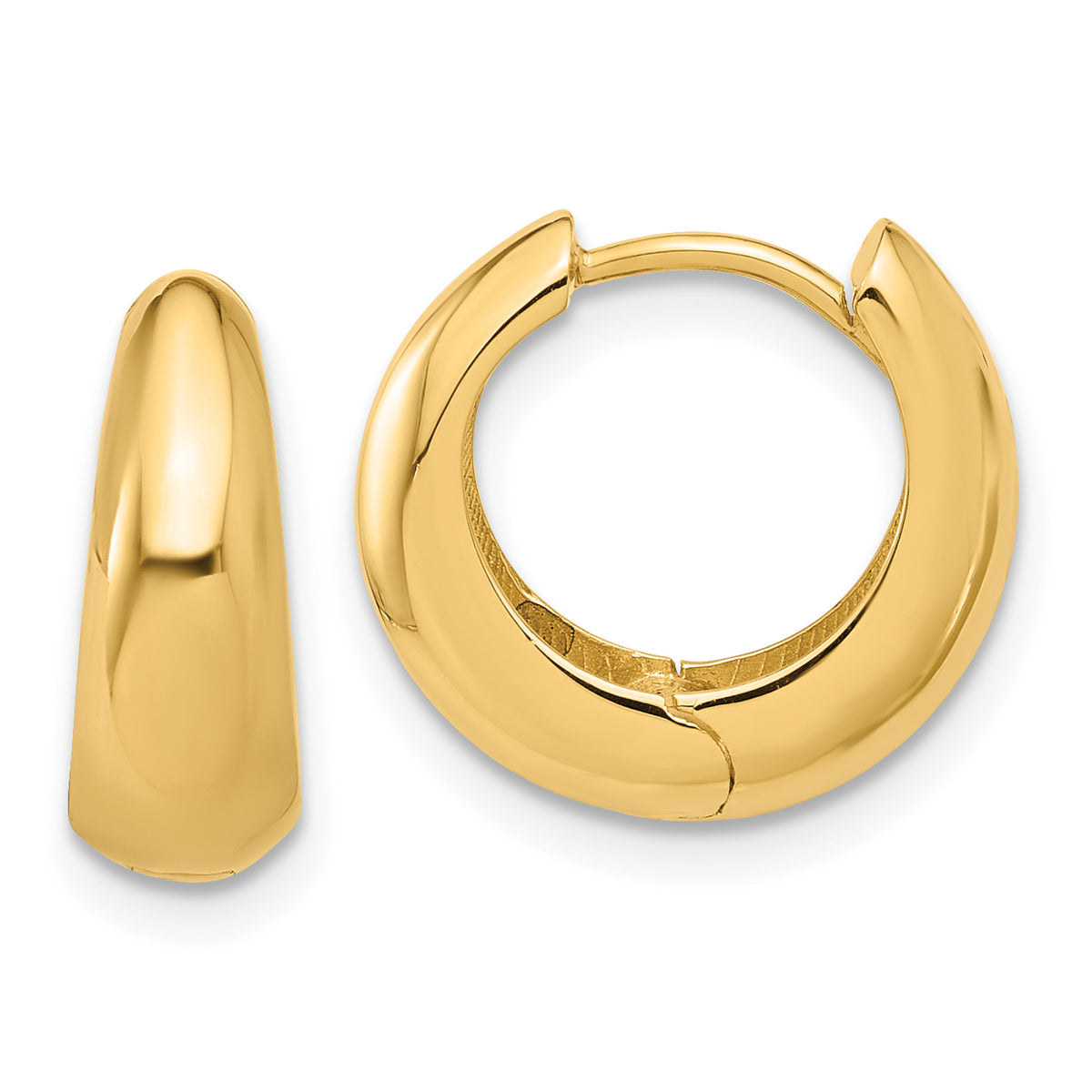 14K Polished Hinged Huggie Hoop Earrings