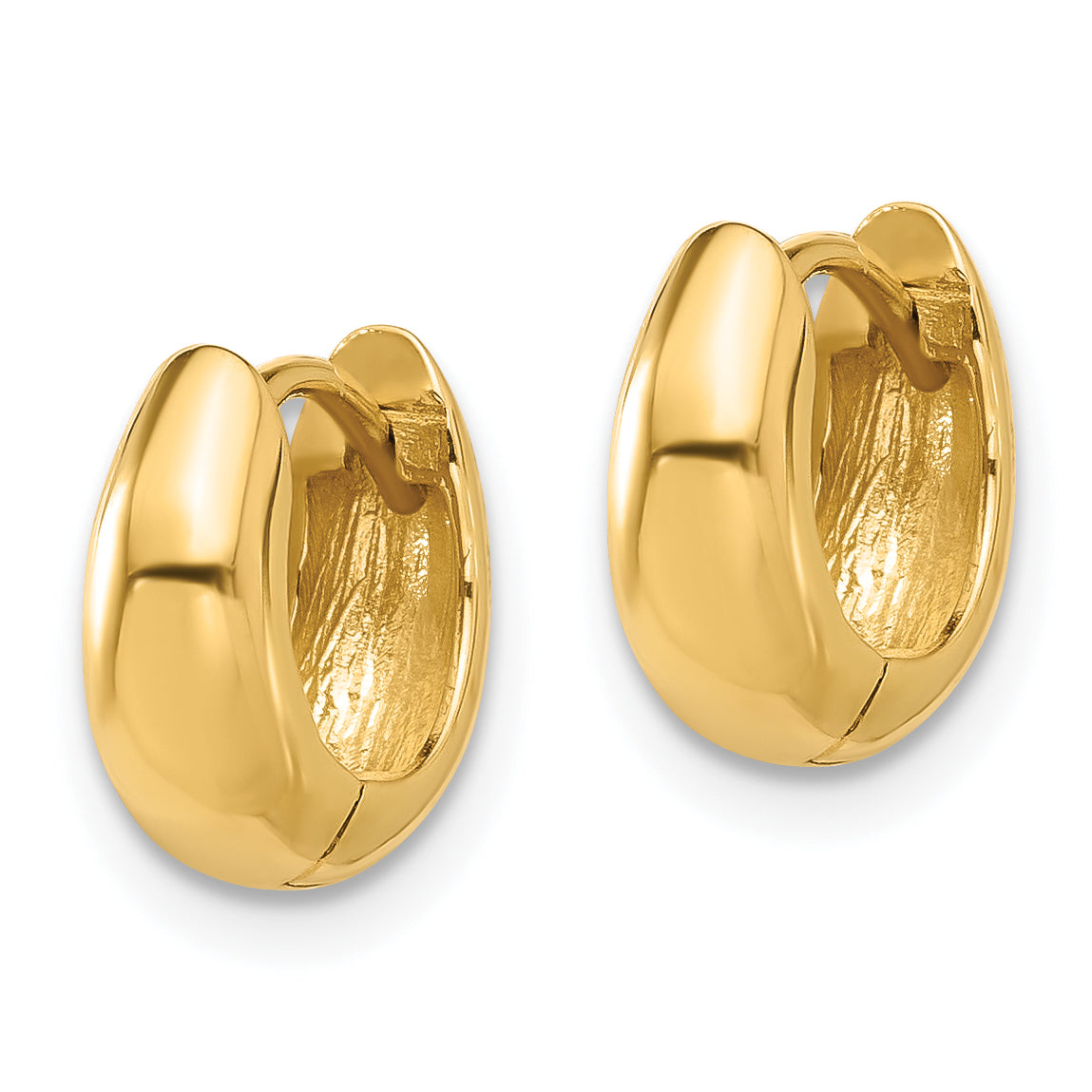 14K Polished Hinged Huggie Hoop Earrings Secondary image