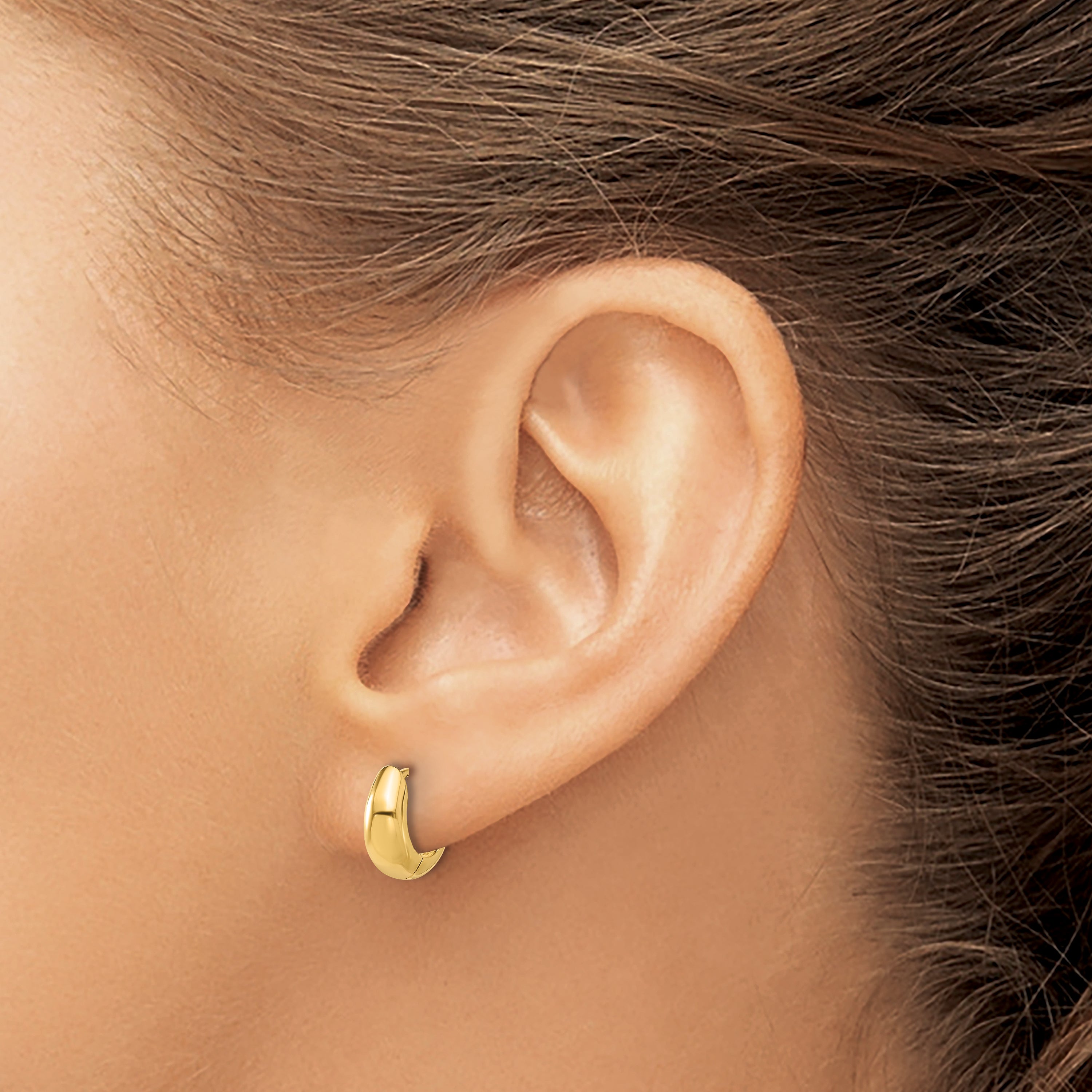 14K Polished Hinged Huggie Hoop Earrings
