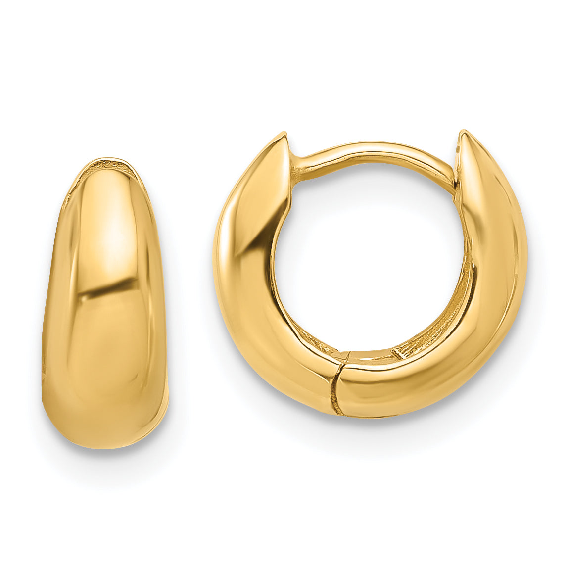 14K Polished Hinged Huggie Hoop Earrings Main image