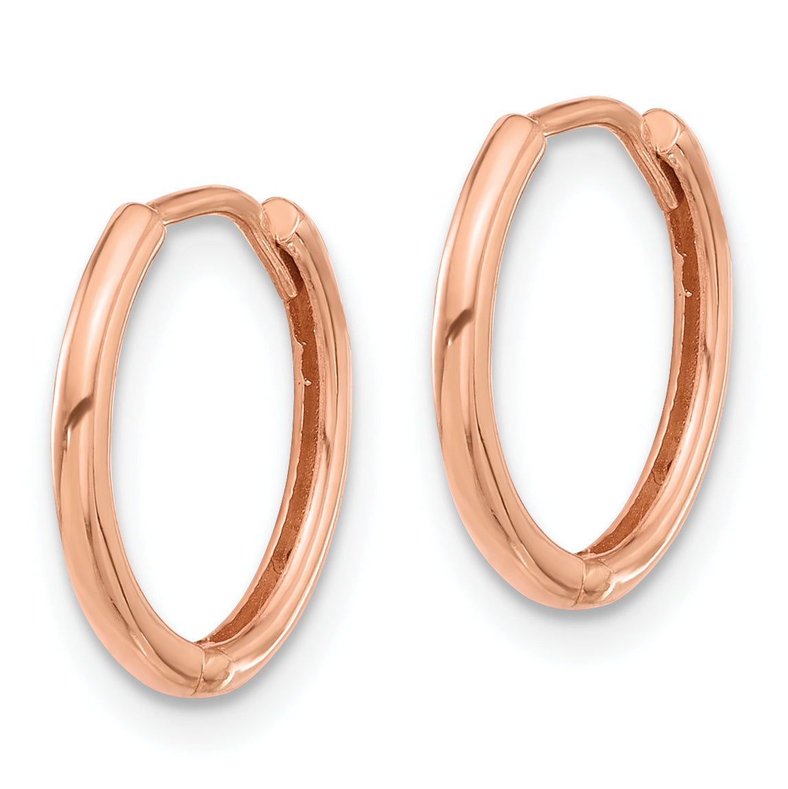 14K Rose Gold Polished Hinged Hoop Earrings