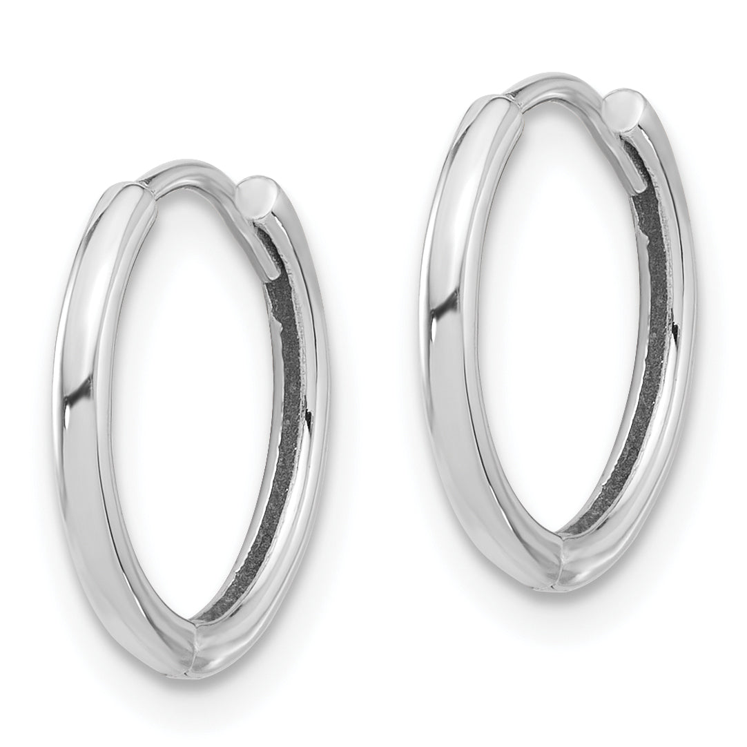 14K White Gold Polished Hinged Hoop Earrings