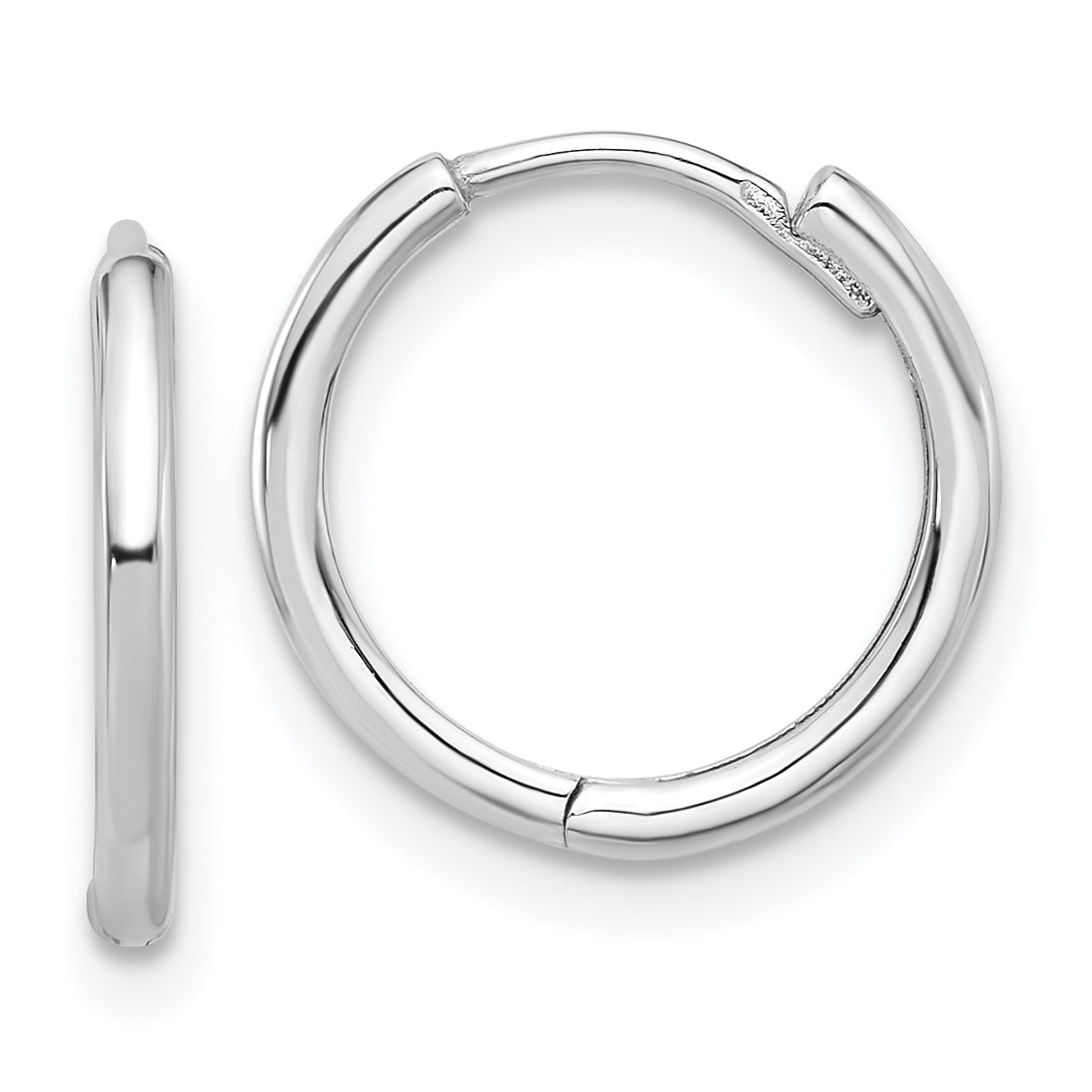 14K White Gold Polished Hinged Hoop Earrings Main image