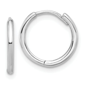 Hoop Earrings in 14K White Gold, 1.6x14mm Hinged - Sophia Jewelers