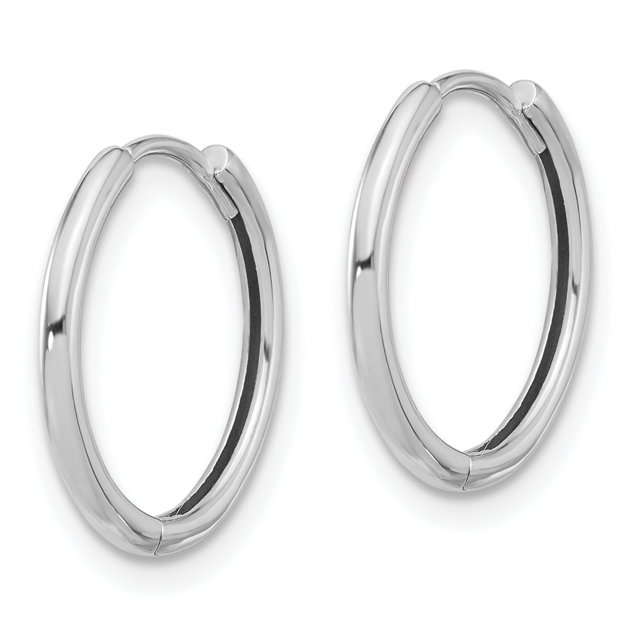 14K White Gold Polished Hinged Hoop Earrings Secondary image