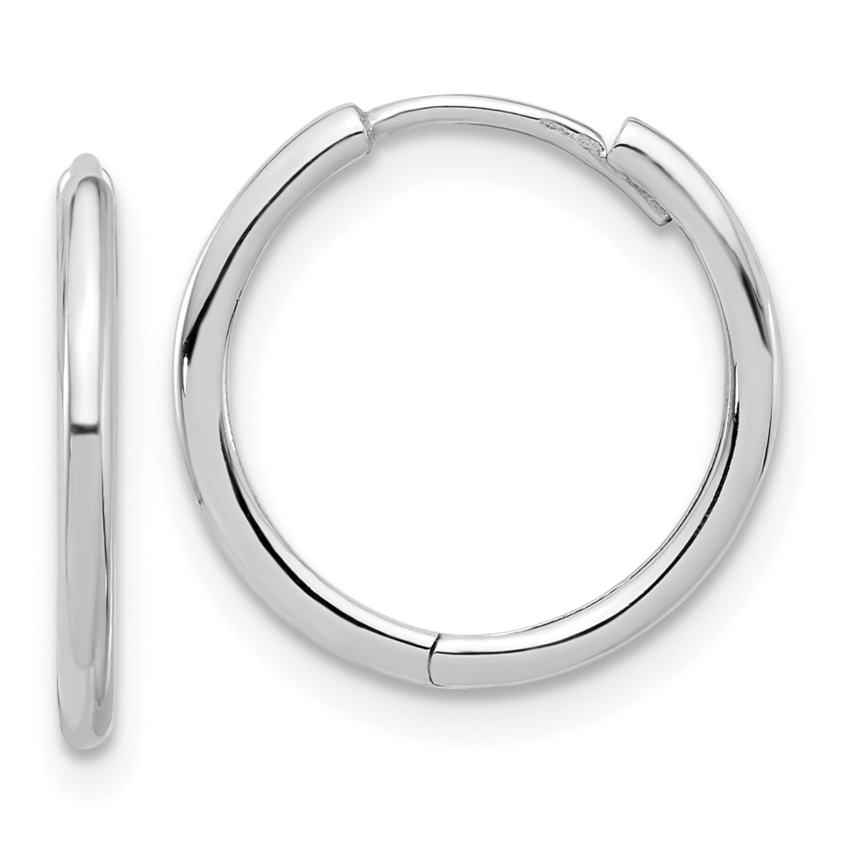 14K White Gold Polished Hinged Hoop Earrings Main image