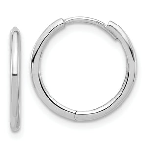 14K White Gold Polished Hinged Hoop Earrings - Sophia Jewelers