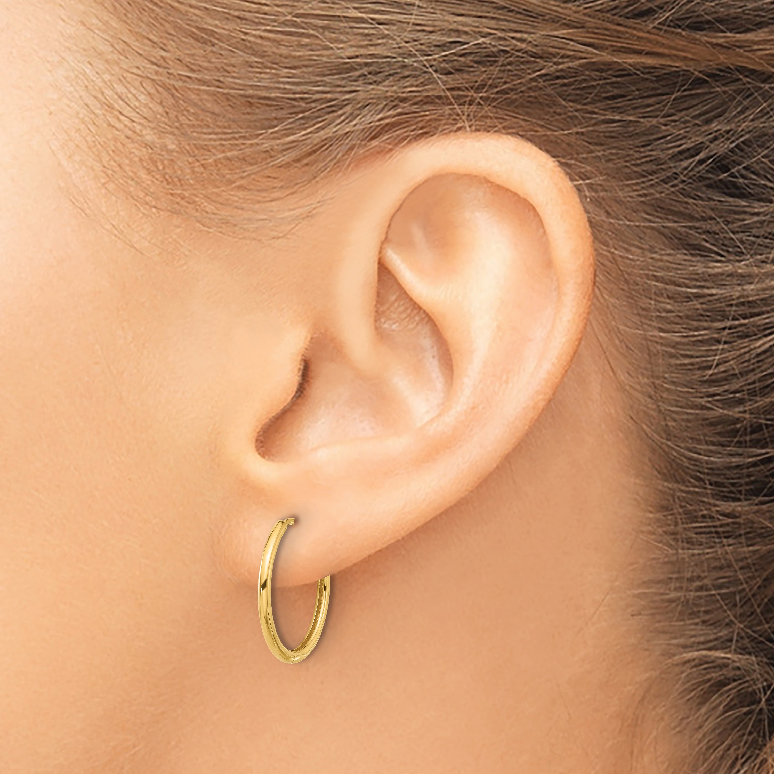 14K Polished Hinged Hoop Earrings