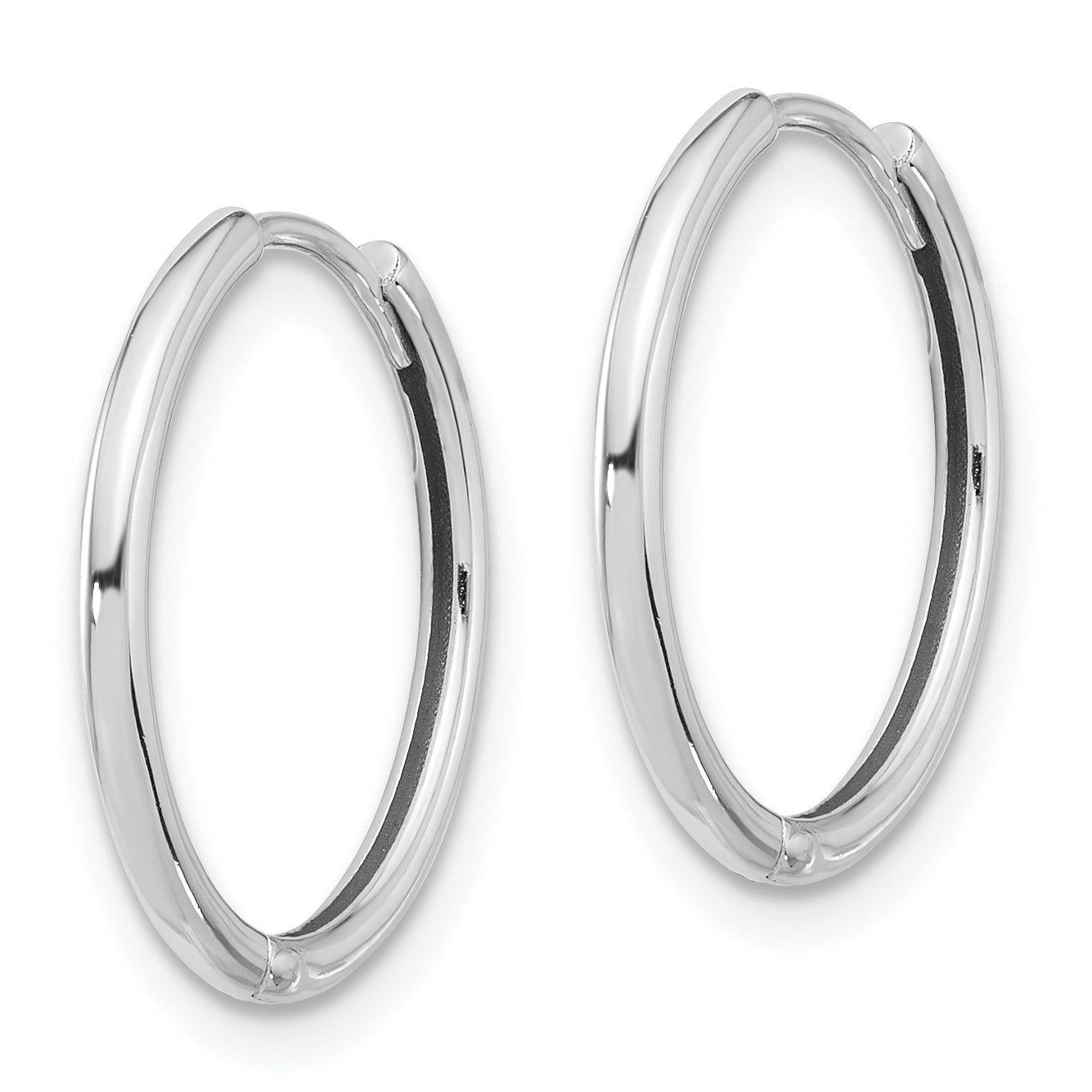 14K White Gold Polished Hinged Hoop Earrings Secondary image