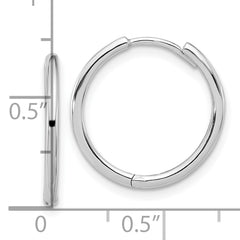 14K White Gold Polished Hinged Hoop Earrings