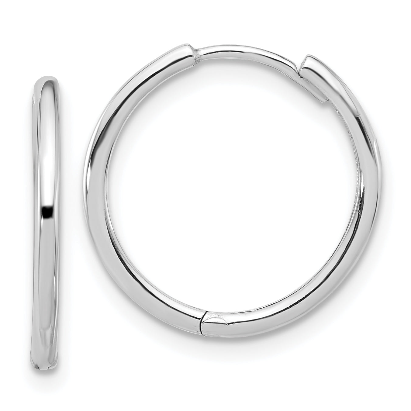 14K White Gold Polished Hinged Hoop Earrings Main image