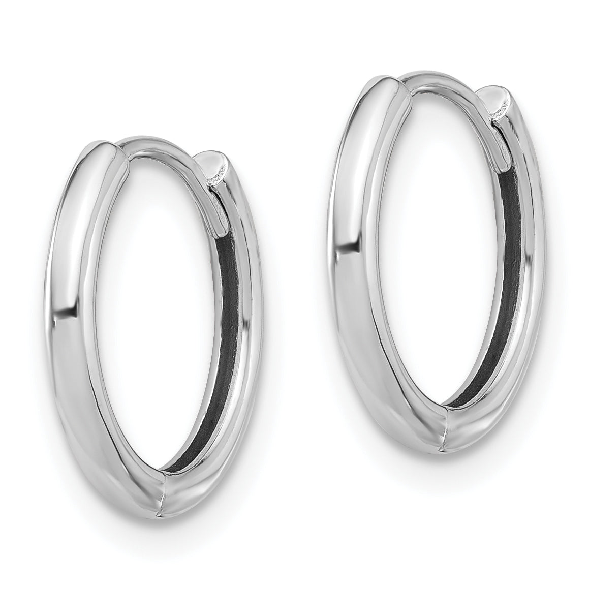 14K White Gold Polished Hinged Hoop Earrings Secondary image