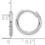 14K White Gold Polished Hinged Hoop Earrings