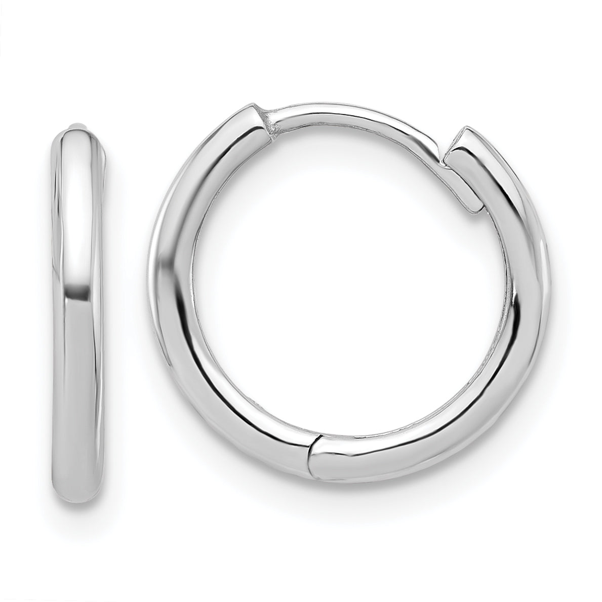 14K White Gold Polished Hinged Hoop Earrings Main image