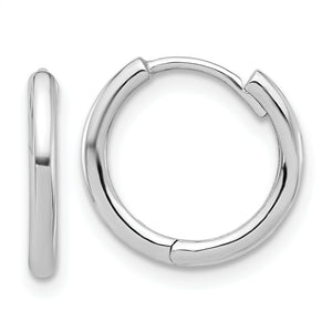 Hoop Earrings in 14K White Gold, 2x14mm Hinged - Sophia Jewelers