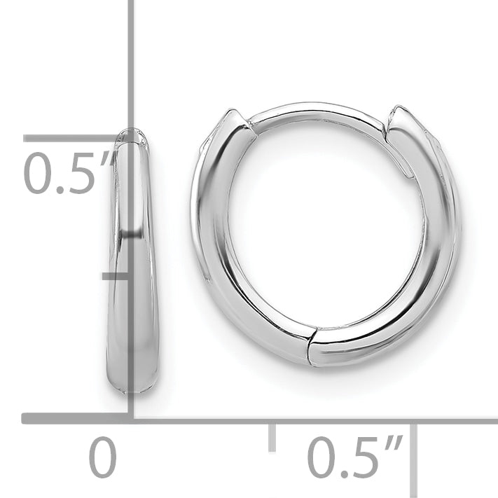 14K White Gold Polished Hinged Hoop Earrings