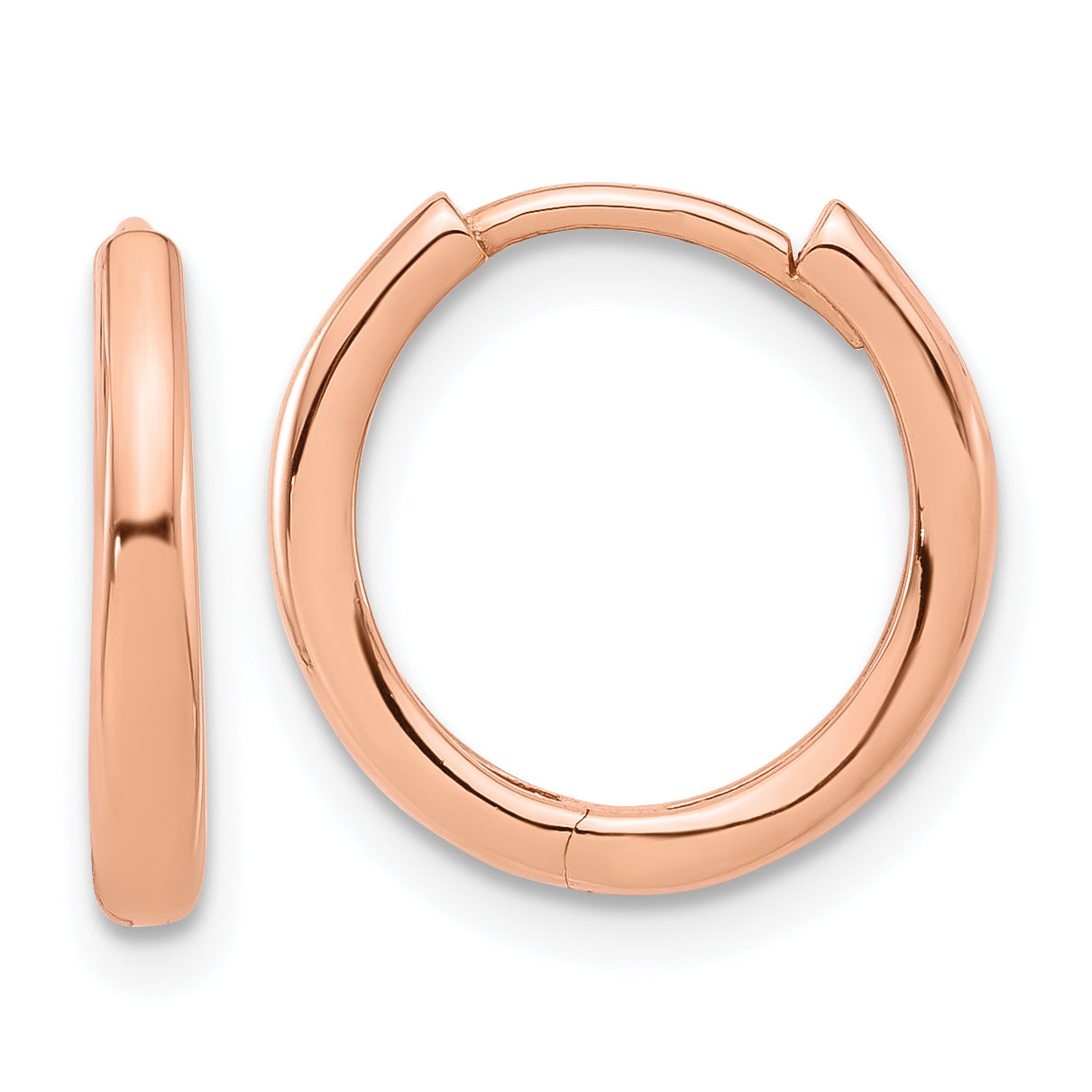 14K Rose Gold Polished Hinged Hoop Earrings Main image