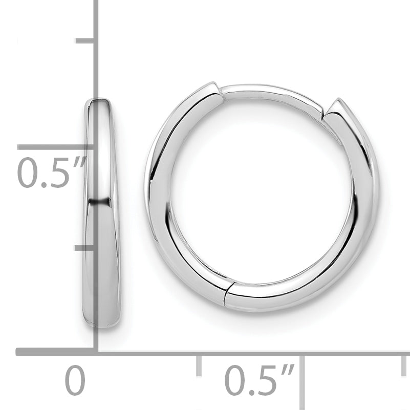 14K White Gold Polished Hinged Hoop Earrings