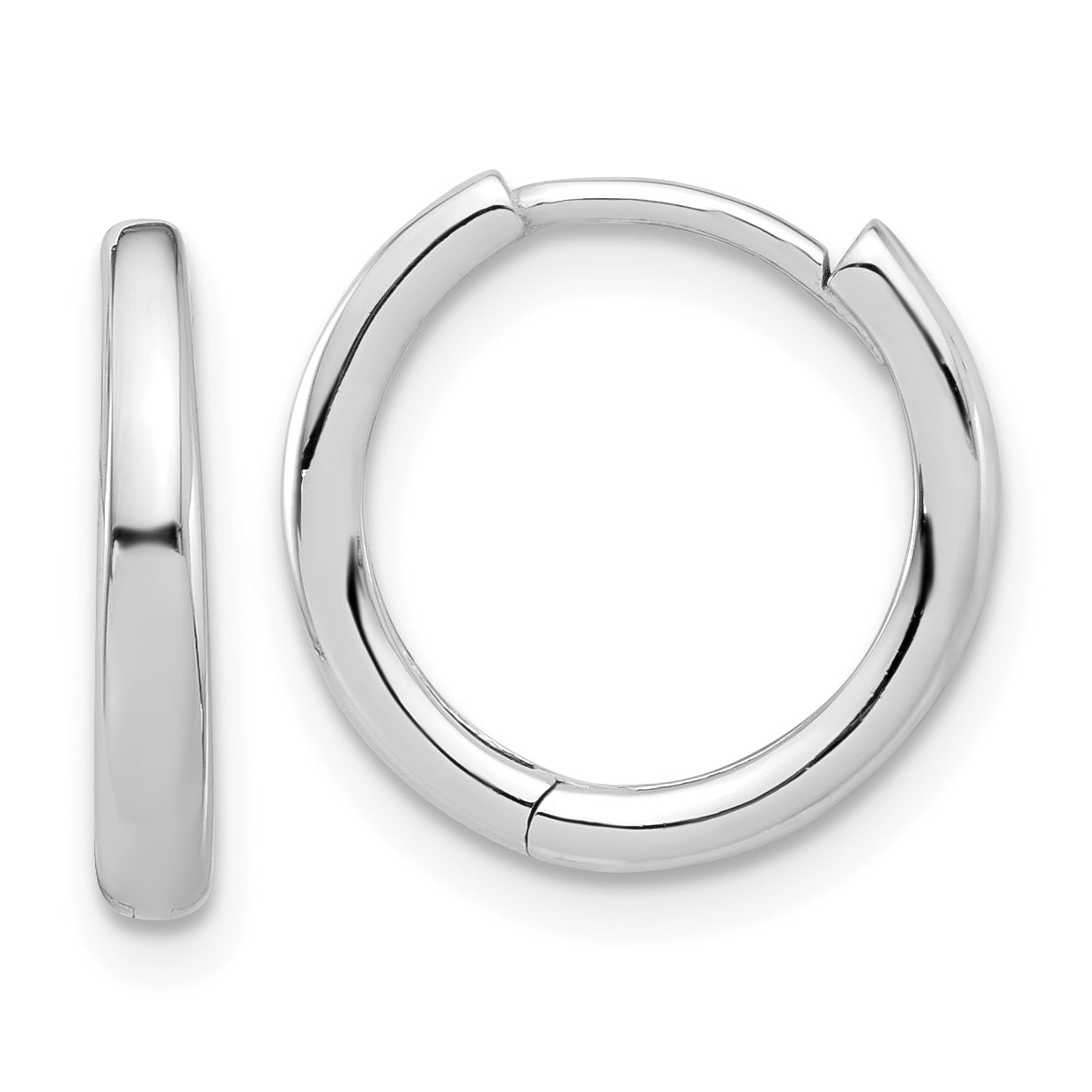 14K White Gold Polished Hinged Hoop Earrings Main image