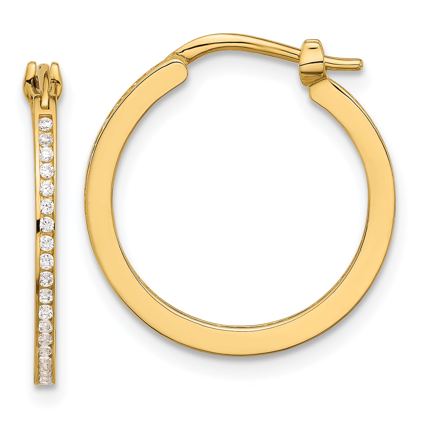 14K Polished CZ 1.5mm Small Hoop Earrings Main image