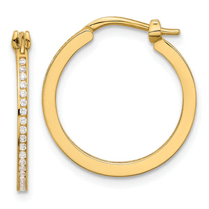 Cubic Zirconia Small Hoop Earrings in 14K Yellow Gold, 20mm - Sophia Jewelers