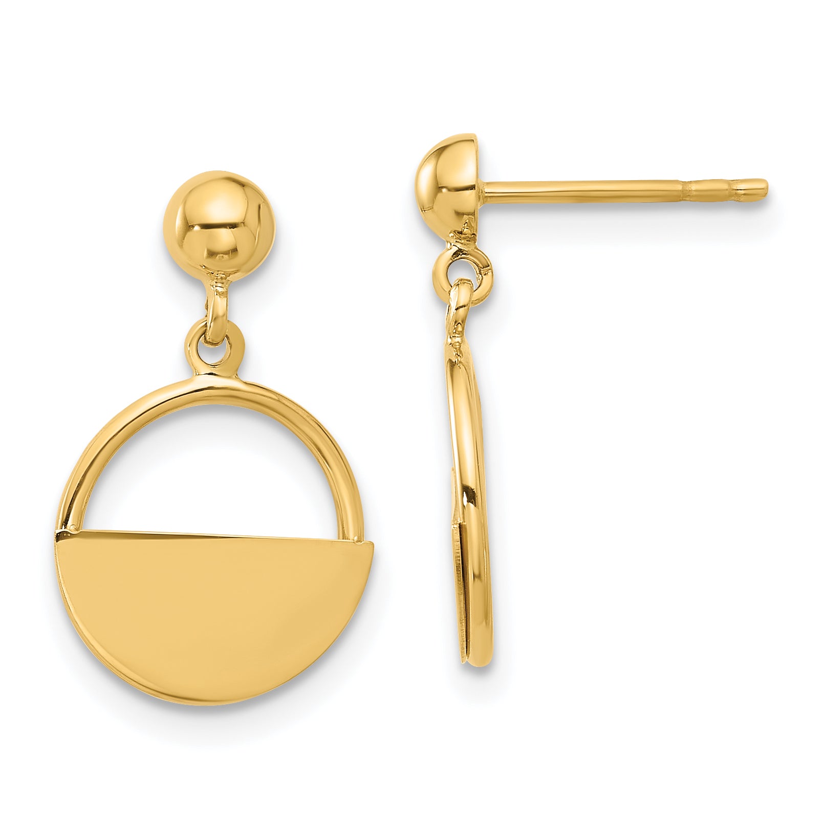 14K Polished Contemporary Dangle Post Earrings