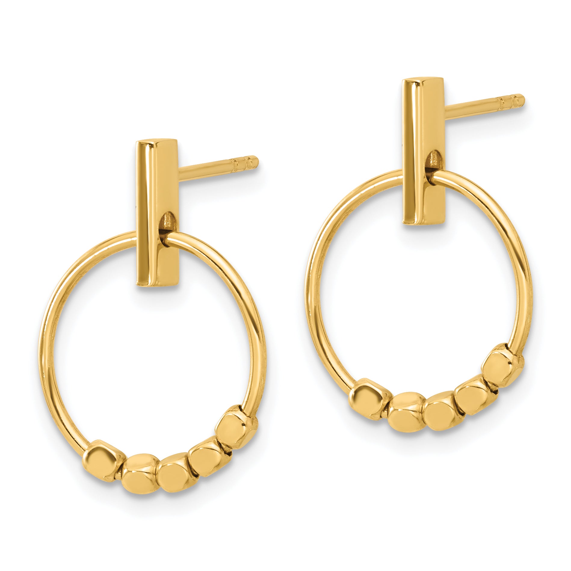 14K Polished Circle Dangle Post Earrings