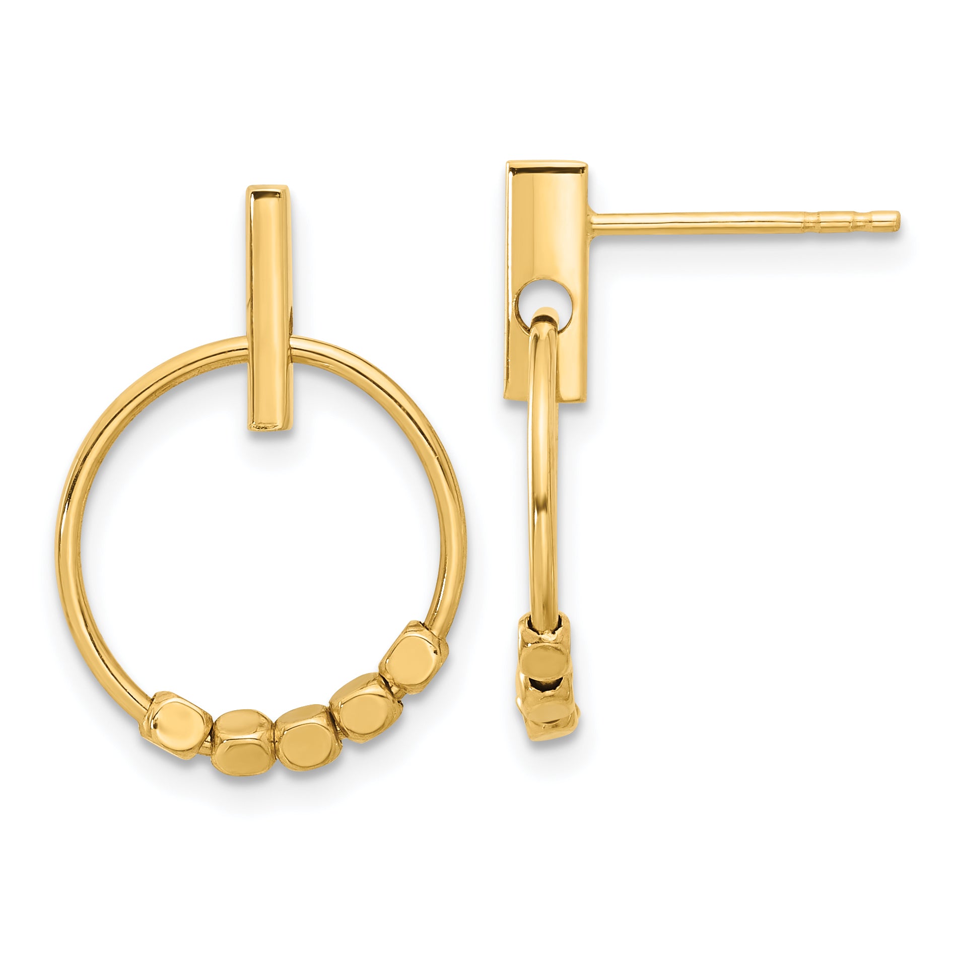 14K Polished Circle Dangle Post Earrings Main image