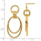 14K Polished and Textured Dangle Post Earrings