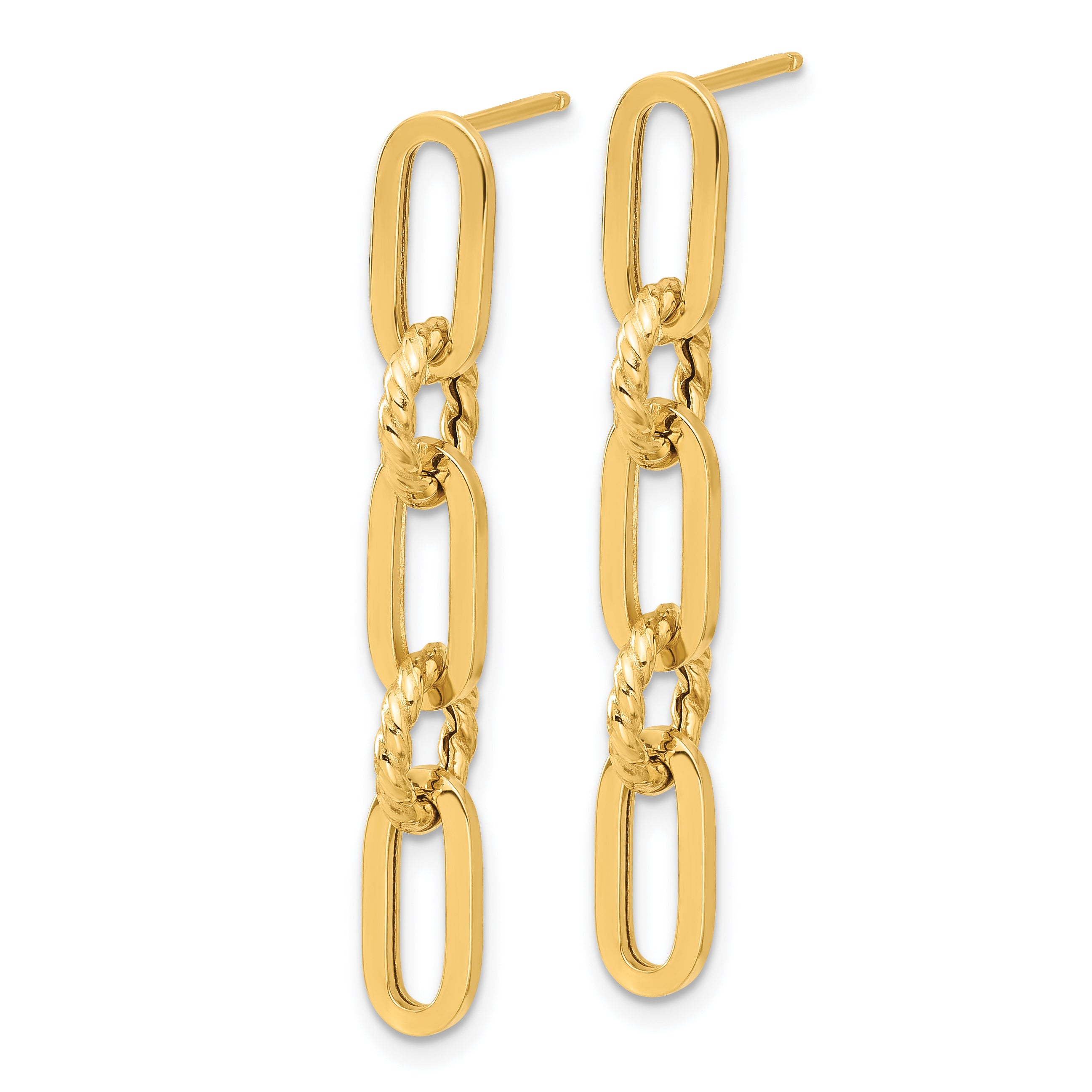 14K Polished Chain Link Dangle Post Earrings