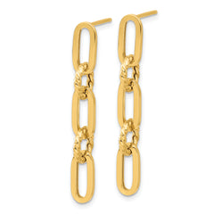14K Polished Chain Link Dangle Post Earrings