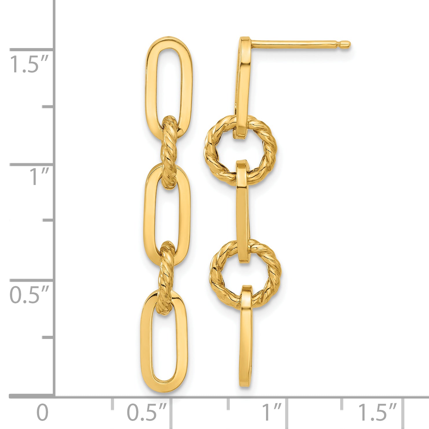 14K Polished Chain Link Dangle Post Earrings