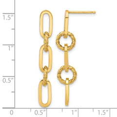 14K Polished Chain Link Dangle Post Earrings