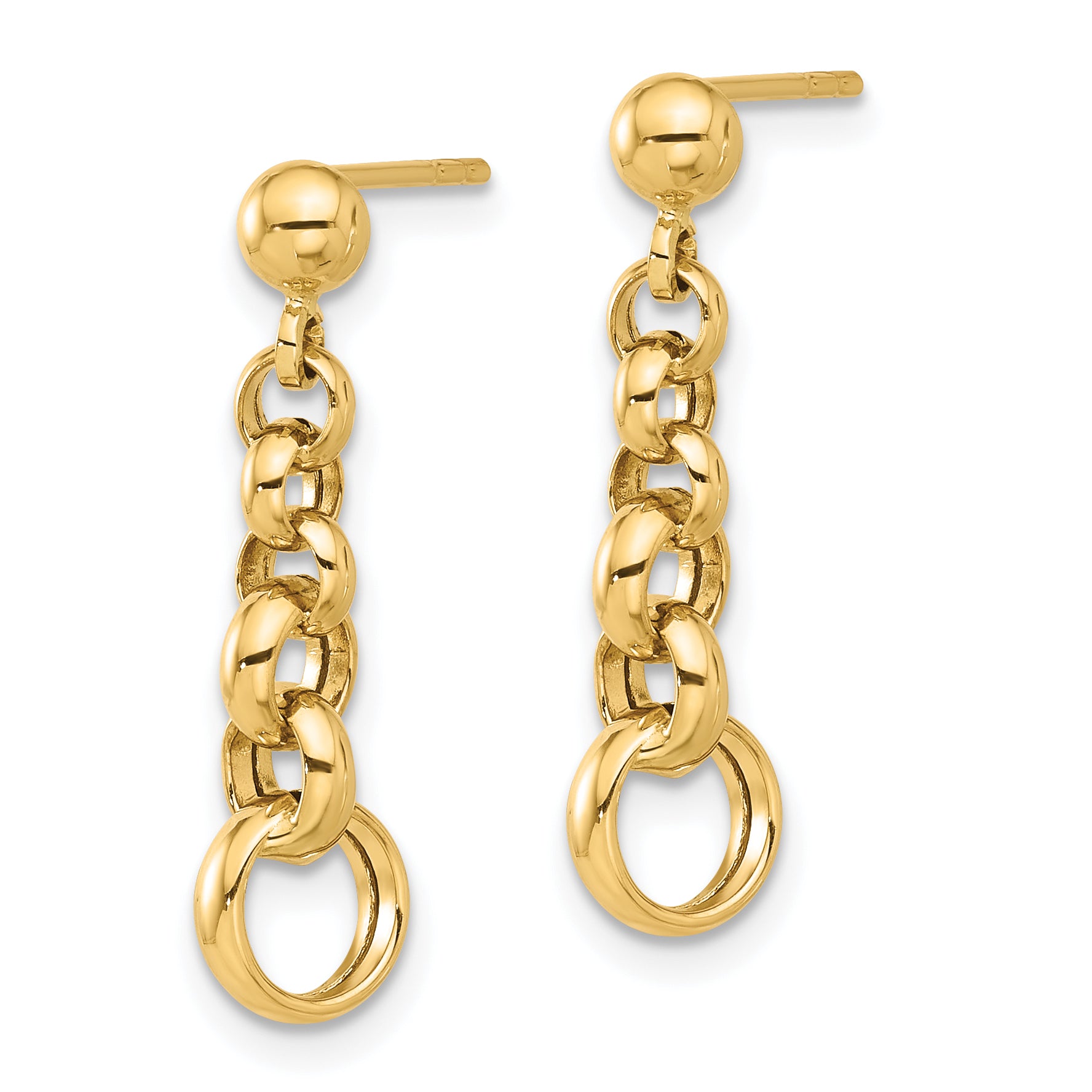 14K Polished Circle Link Post Earrings Secondary image